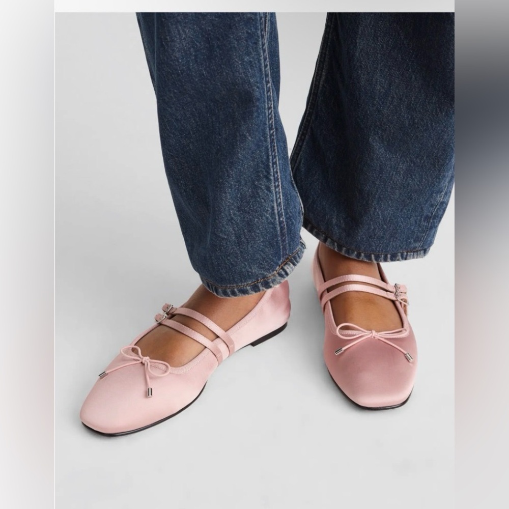 Women's Pink Double-Strap Ballet Flats 🥿